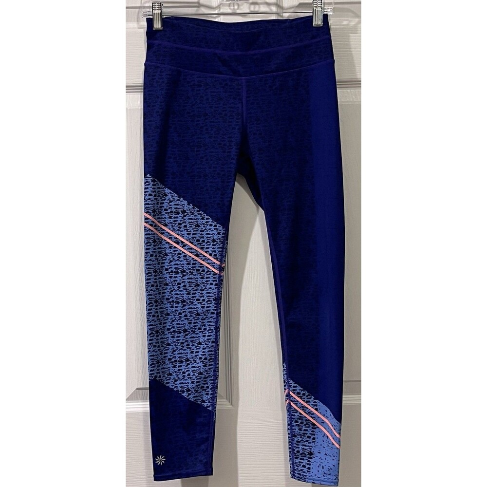 Athleta Asym Camo Sonar 7/8 Tight Leggings Womens S Purple Blue Yoga Athleisure